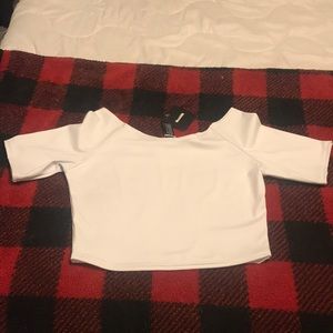 White Off the Shoulder Crop Top